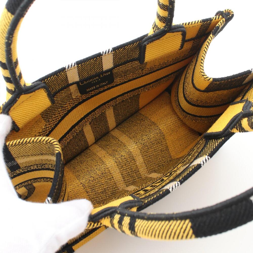 Dior BOOK TOTE Bag Canvas Yellow Black White - Picture 3 of 5